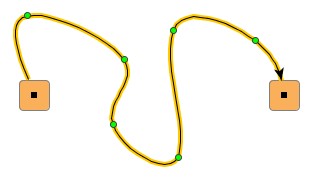 Edge represented by SplineEdgeRealizer. 